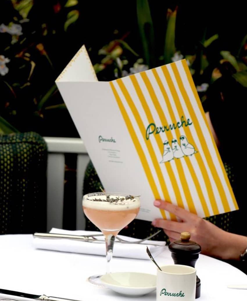 Perruche Paris menu card cocktail