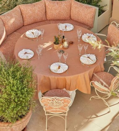 restaurant terrace diner orange style plants