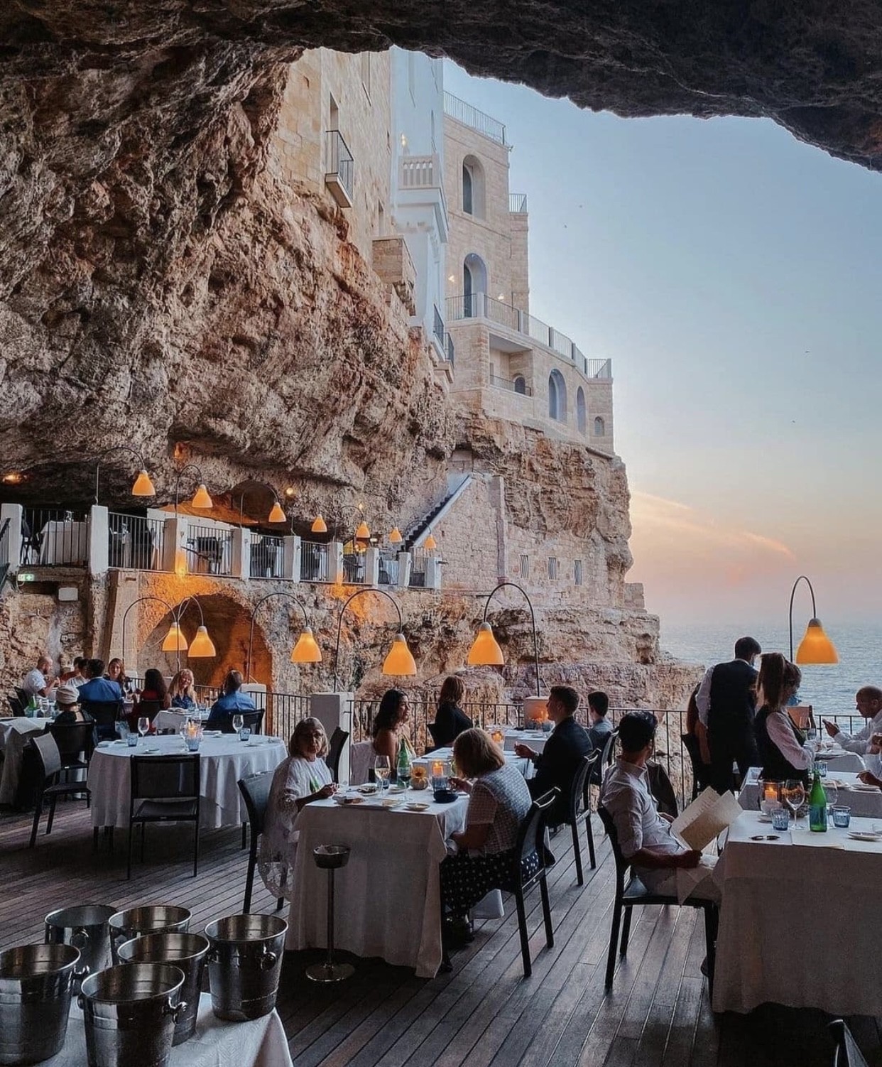 dining in a cave with sea view